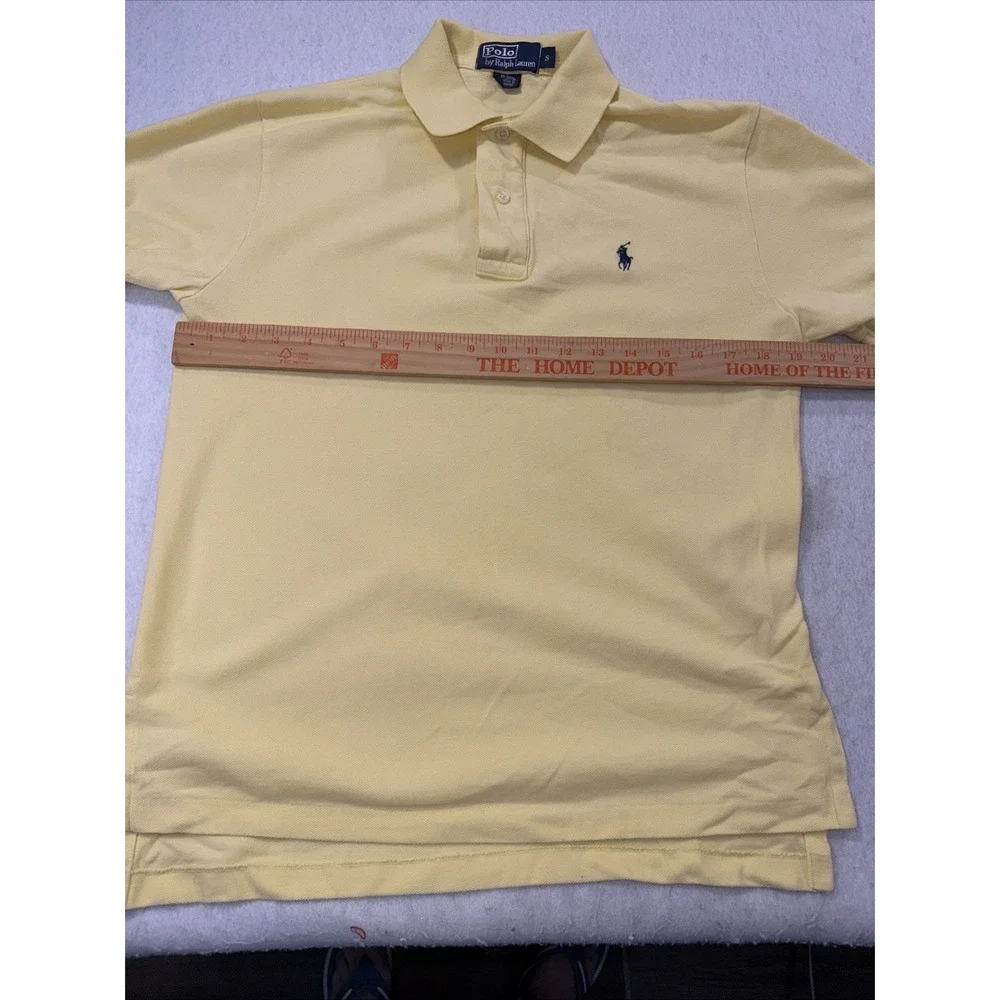 Ralph Lauren Polo Shirt Mens Small Yellow, Navy Blue Pony Casual Short Sleeve